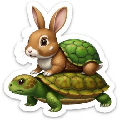 Turtle being ridden by a rabbit sticker
