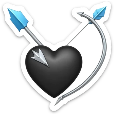 Corazón negro con una flecha sticker