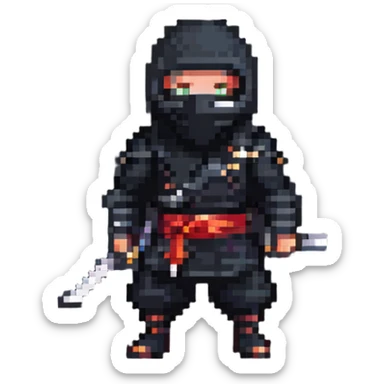 pixel art masked ninja sticker