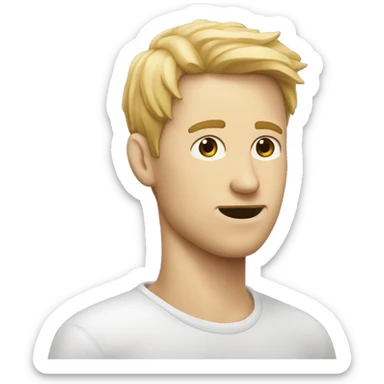 homme blanc qui met un doigt sur sa bouche et une main sur son oreil droite sticker