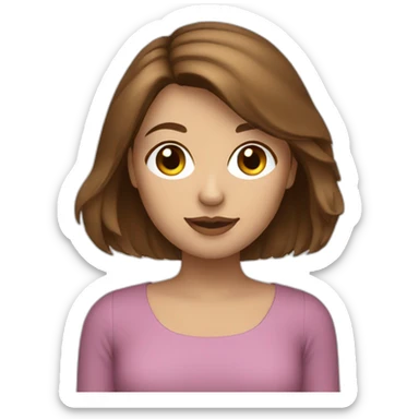 brown-haired girl with bob designer interior sticker