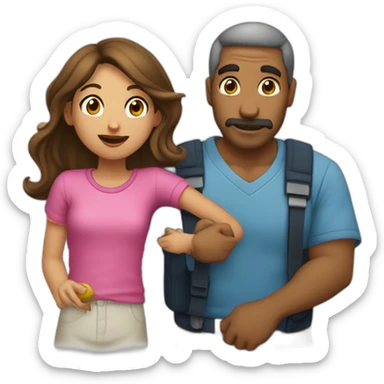padre e hija disfrutando juntos un juego sticker