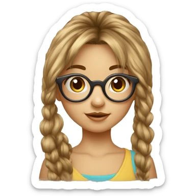 Petite fille avec lunette et frange cheveux marron courts sticker