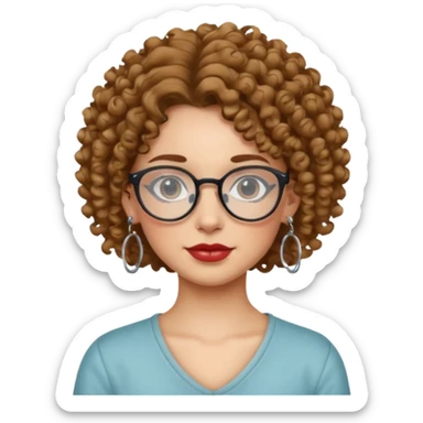 curly glasses earring tattooed girl sticker