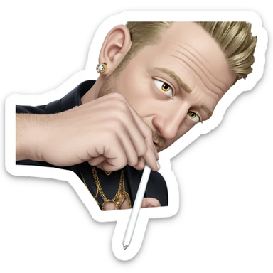 male portrait with jewelry sticker