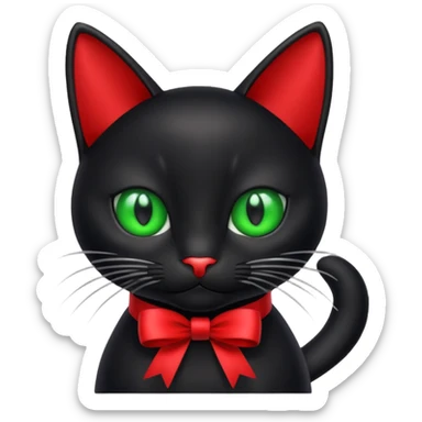 Black cat with red 🎀 emoji sticker