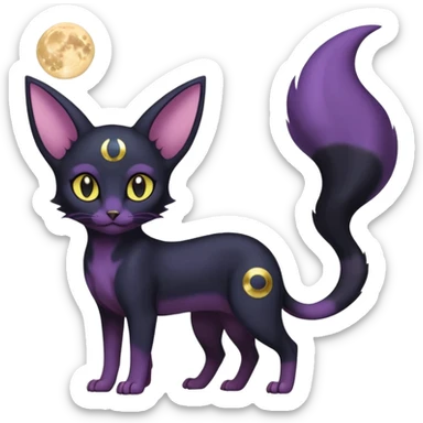 Magical Lunar Celestial Moon-powered-Umbreon-Purrloin-Delcatty-sphynx-fusion (full body) sticker