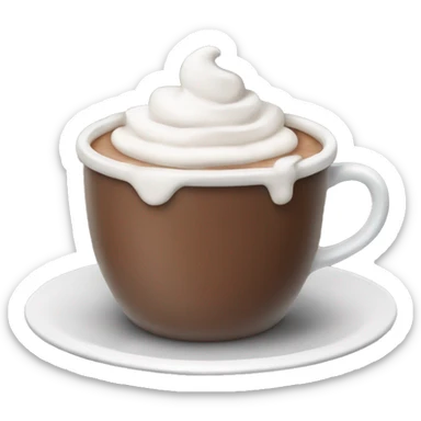 A steaming cup of hot chocolate with whipped cream and marshmallows sticker