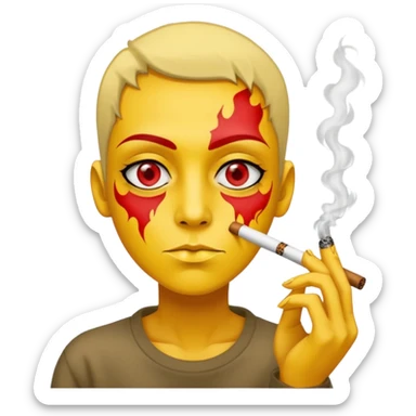 Yellow circle Smoking a blunt with red eyes  sticker