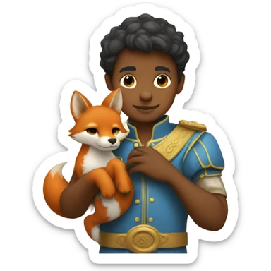A little prince holds a fox in his arms sticker