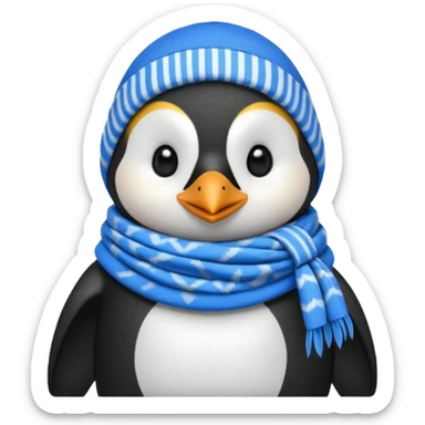 penguin with blue scarf and balaclava  sticker