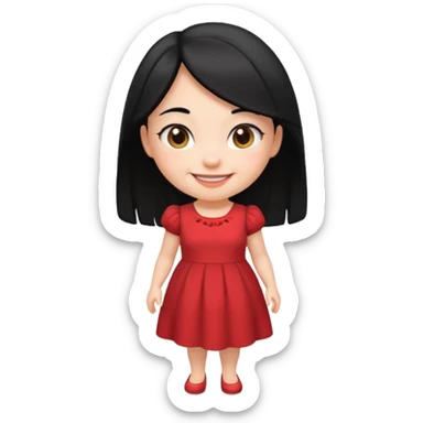 very big head and small body proportion female cartoon sticker