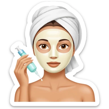 Lady with face cream mask spa beauty full face relaxing sticker