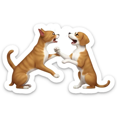Cat slapping dog sticker