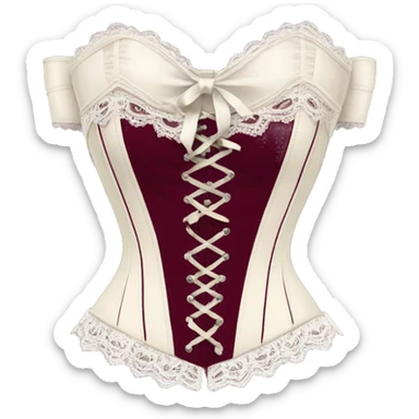Burgundy ivory corset with lace and bow sticker