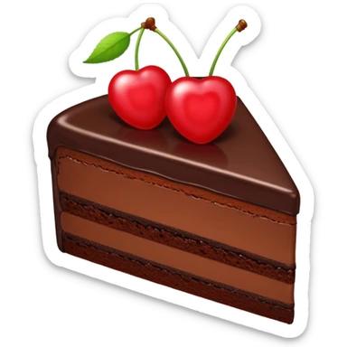 slice of chocolate cake with a cherry on top, cute emoji style sticker