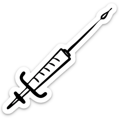 A medical syringe with needle, simple and recognizable icon for healthcare sticker