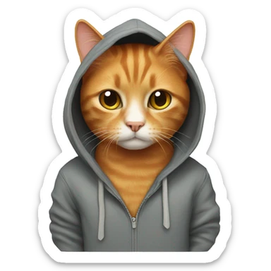 Ginger cat wearing a hoodie  sticker