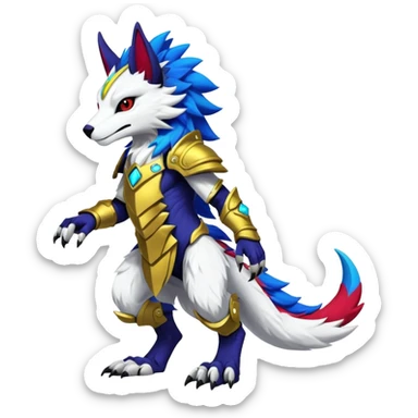 Epic Edgy Cute Colorful Modern Anthro Vernid-Protogen-Sergal-fursona-creature-animal full body sticker