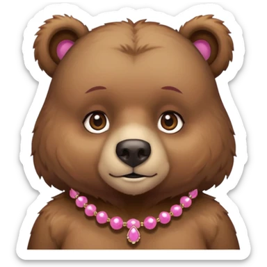 bear with pink necklace and earings sticker