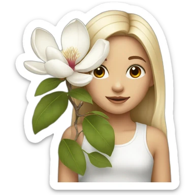 girl with magnolia sticker