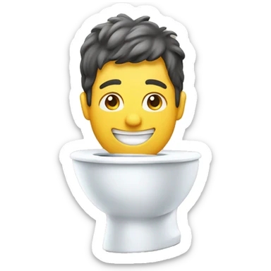 A mans head sticking out of a toilet while smiling sticker
