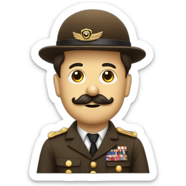 Charlie chaplin with military brown costum and little mustach sticker