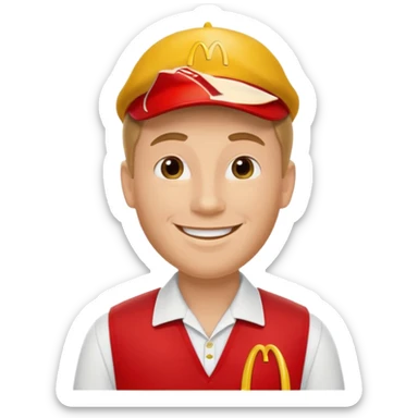 caucasian male McDonald's worker sticker