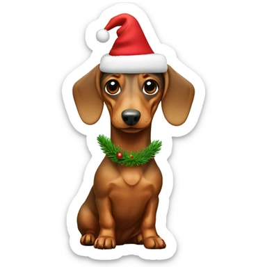 Dachshund with christmas cap and tree sticker
