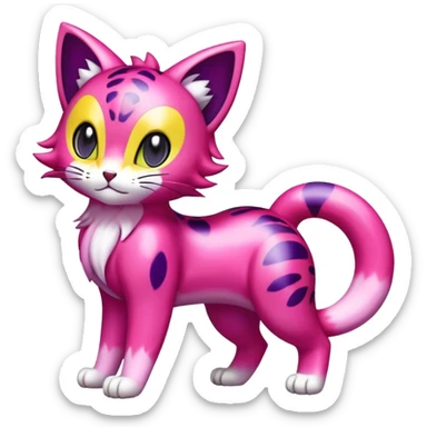Shiny Colorful Liepard-Skitty-Delcatty-Pokémon-Fakémon-hybrid-creature (full body) sticker
