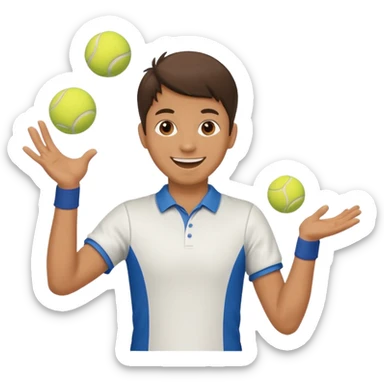 The juggler is tossing two tennis balls sticker