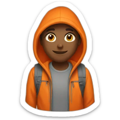 Hiker wear a orange hoodie sticker