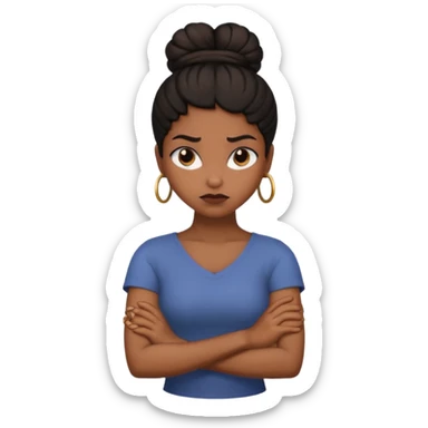 mad brown girl black bun arms crossed sticker