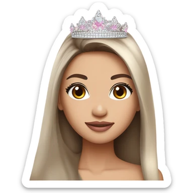 Miss universe south east Asian with long straight brown hair and hazel eyes and pink-ish lips sticker