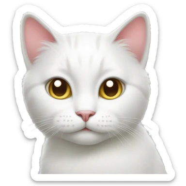 White cat with hearts sticker