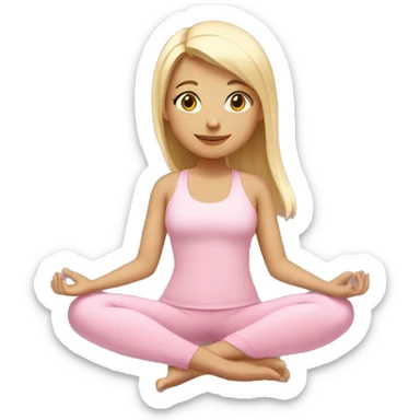 Blonde girl doing yoga with light pink outfit sticker