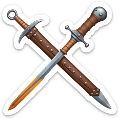 Broken rusty sword — cracked edge, worn grip sticker