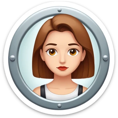 Una persona mirando a un espejo. en el espejo esa persona me mira a mi.  sticker