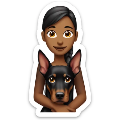 girl with doberman  sticker