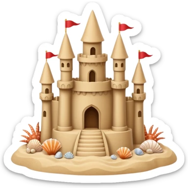 Decorated sand castle – seashells  sticker