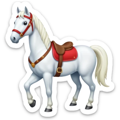 christmas new year's white horse with a red saddle sticker