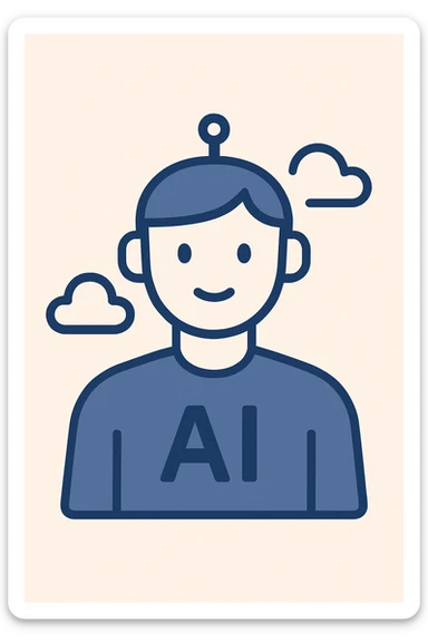 AI icon, modern minimal flat style sticker