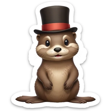 otter in a top hat sticker