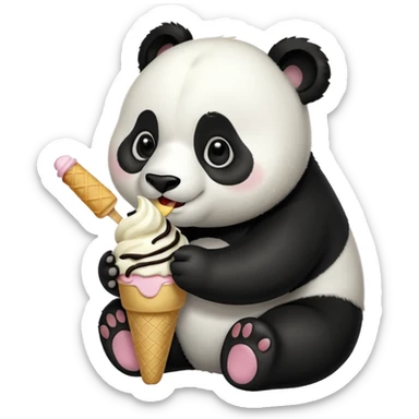 Panda eating ice cream sticker