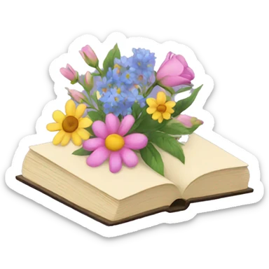Books with flowers sticker