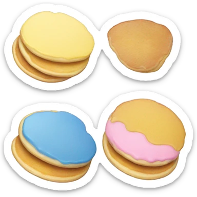 Pan cakes in blue, yellow, and pink  sticker