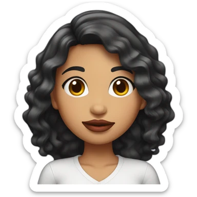 hispanic girl with wavy black hair and juicy lips posing sticker