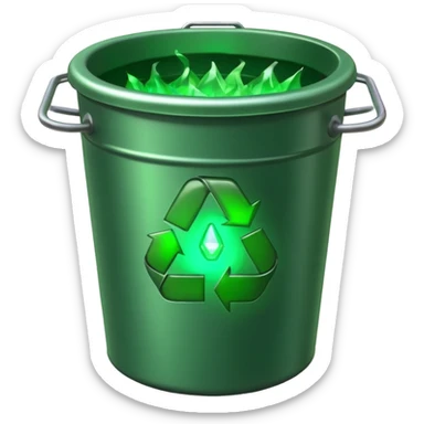 trash bin with lucky aura sticker