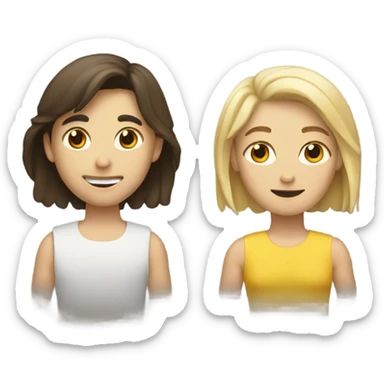 blonde girl and brunette guy sticker