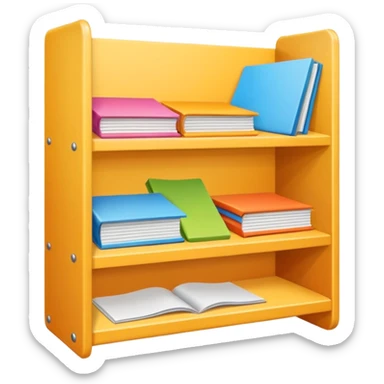 emoji of open magazine, inside there are illustrated empty shelfs sticker